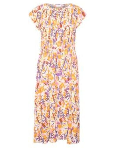 Saint Tropez Vestido gisla maxi en el arte flores hielo - Naranja