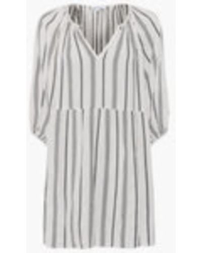 Great Plains Fem Striped Dress Milk Black - Grigio