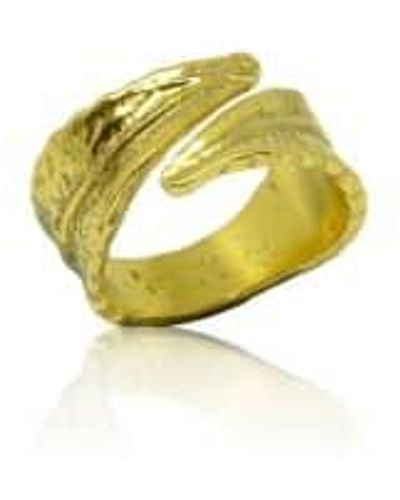 silver jewellery Gold Plated Leaf Ring 8 - Yellow