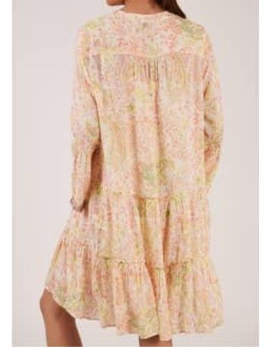 Replay Womens Long Sleeved Tiered A Line Floral Mini Dress In - Neutro