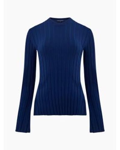 French Connection Minar Pleated Sweater Or Midnight - Blu