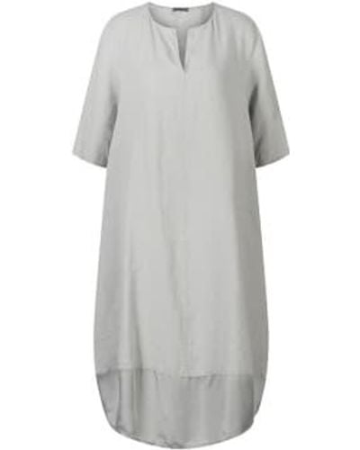 New Arrivals Oska Linen Dress With Satin Hem - Gray