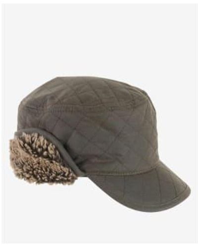 Barbour Olive Stanhope Wax Trapper Hat S - Gray