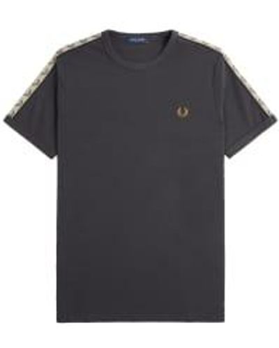Fred Perry Taped ringer t-shirt ankergrau / schwarz