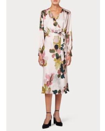 Paul Smith Dusky Marsh Marigold Printed Dress It42-uk10 - White