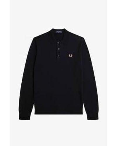 Fred Perry Classic Knitted Shirt Black - Blu