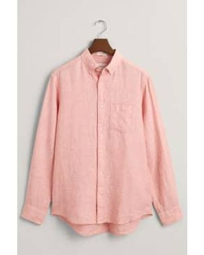 GANT Camisa lino corte regular en rosa melocotón 3240102 624