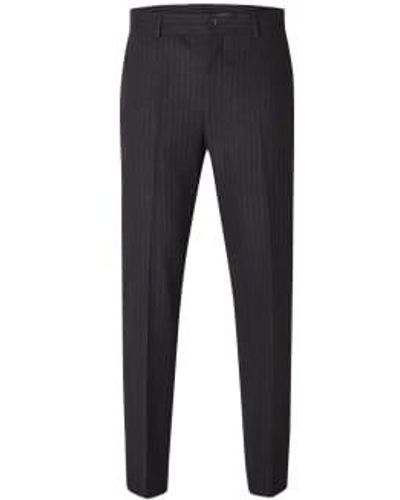 SELECTED Pantalones rayas lgados - Negro
