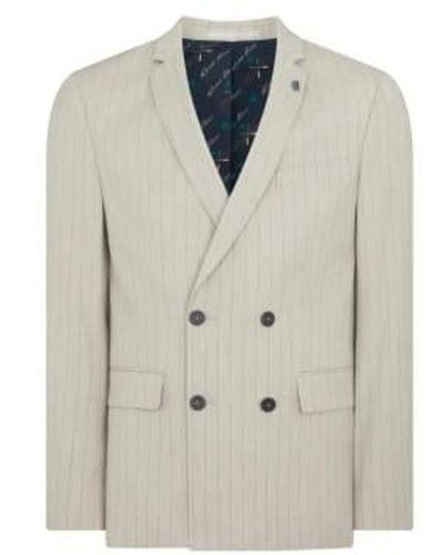 Remus Uomo Franco Double Breasted Pinstripe Jacket 48 - Gray