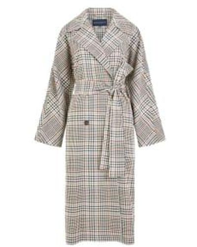 French Connection Dandy Check Trench Coat Or Check Multi - Grigio