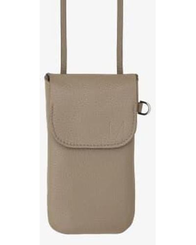 Mplus Design Leather Phone Bag No1 In Taupe Leather - Natural