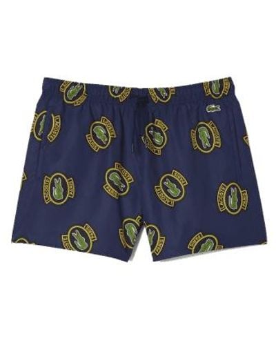 Lacoste Cocodrile Print Short Swimming Navy & Yellow S - Blue