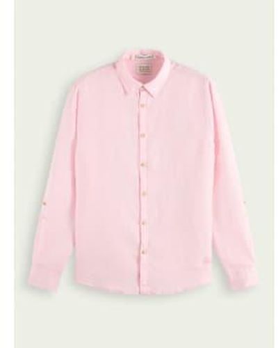 Scotch & Soda Linen Shirt With Loop On The Sleeves S - Pink