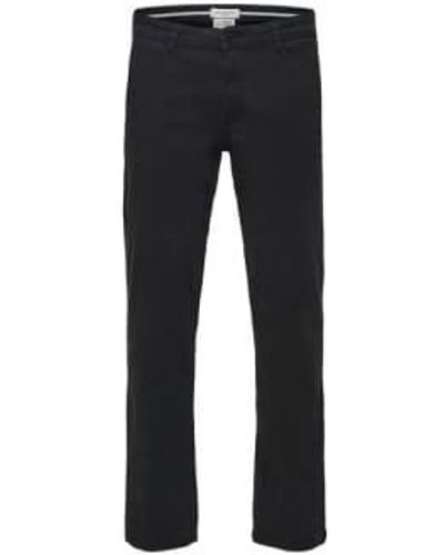 SELECTED Straight Fit Flex Chinos 34w/34l - Black
