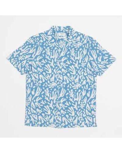 Farah Colbert Reef Pattern Shirt In And White - Blu