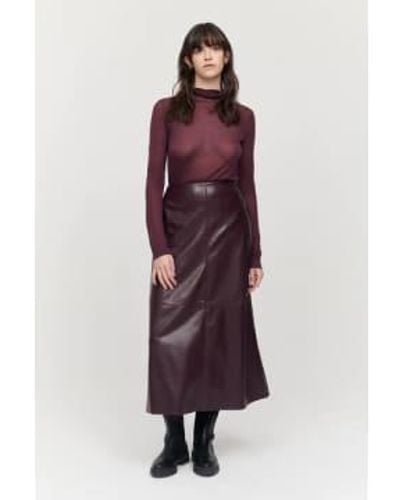 Jakke Molly Midi Faux Leather Skirt Burgundy - Rosso