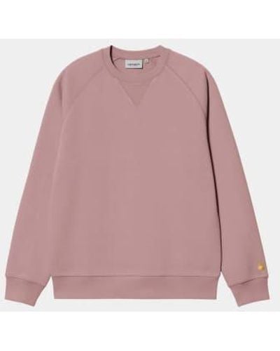 Carhartt Sweat Chase Glassy / Gold S Rose - Pink