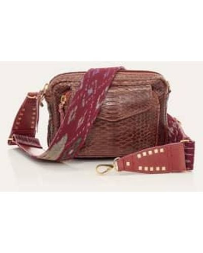 Claris Virot Choco Python Bag Charly With Endek Strap - Rosso