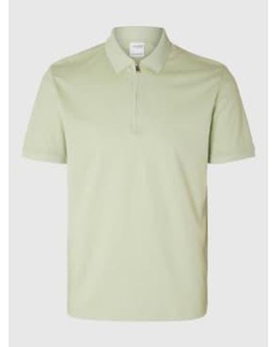 SELECTED Fave Polo Shirt In Bok Choy - Verde