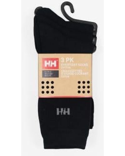 Helly Hansen Everyday Cotton Sport 3-pack Socks Uk 8-10 - Black