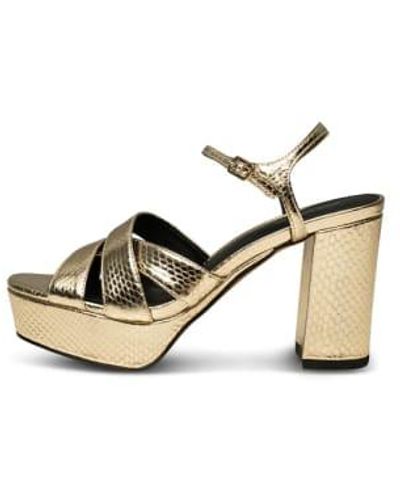 Shoe The Bear Zapatos sandalias plataforma cuero oro nova disco - Marrón