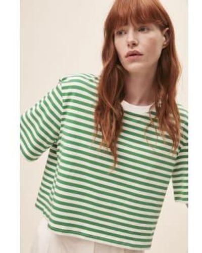 Suncoo Milano gestreiftes Baumwoll-T-Shirt - Grün