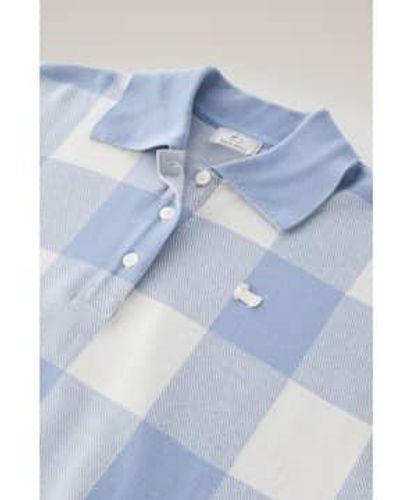 Woolrich American Check Polo In Pale Buffalo - Blue