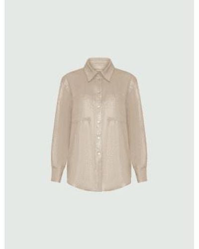 Marella Gente Sparkle Lurex Linen Shirt Size 12 Col - Neutro