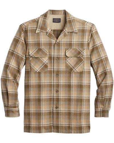 Pendleton Board Shirt Olive / Tan Plaid - Brown