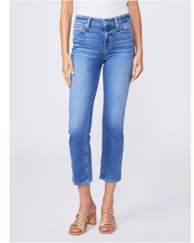 PAIGE Cindy Crop Rock Show Distressed Wash Jeans - Blu