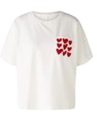 Ouí Embroidered Pocket T-shirt Cloud Dancer Uk 12 - White