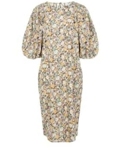 Object Floral Dress With Puff Sleeves 40 - Natural