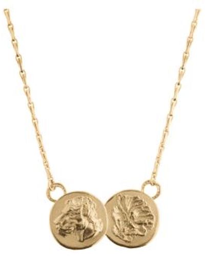 Mikaela Lyons Lioness Double Coin Pendant Plated - Metallic
