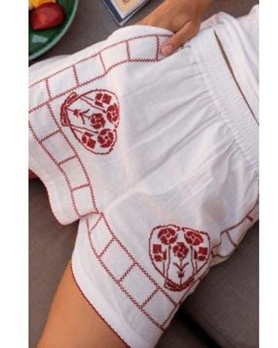 indi & cold Linen Embroidered Shorts - Multicolour