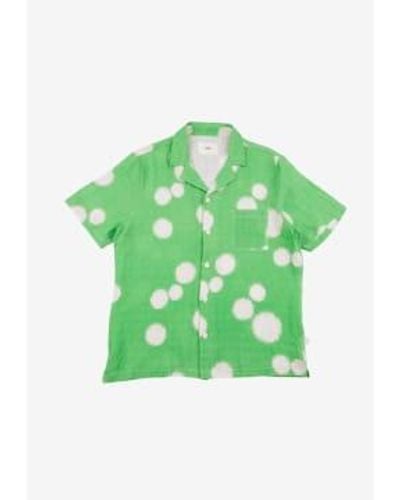 Folk Soft Collar Dot Print M - Green