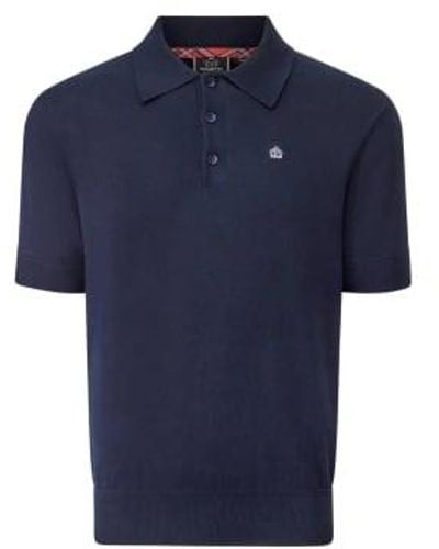 Merc London Archie Knitted Polo Navy M - Blue