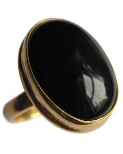 CollardManson Black Onyx 925 Silver Oval Gold Ring - Nero