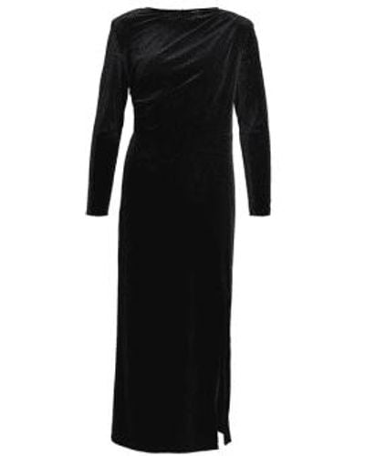 Object Bianca Velour Midi Dress Xs - Black