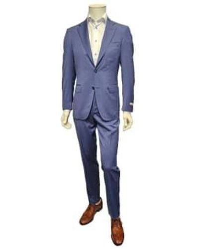 Canali Light Micro Check Modern Fit Suit 13280/31/7r-bf00259/404 48 - Blue