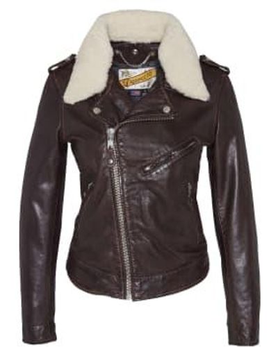 Schott Nyc Lcw2607 lady perfecto jacket with removable sheepskin collar - Negro