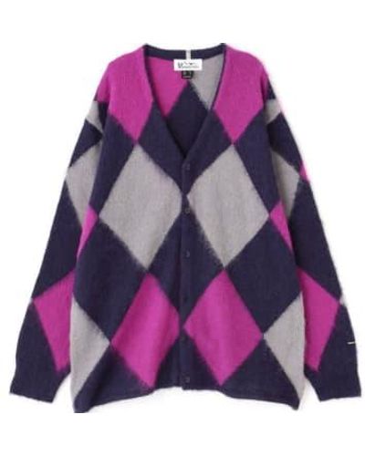 Manastash Aberdeen Kurtigan Cardigan Argyle Navy M - Purple