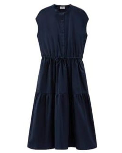Woolrich Poplin Long Dress Melton Xs - Blue