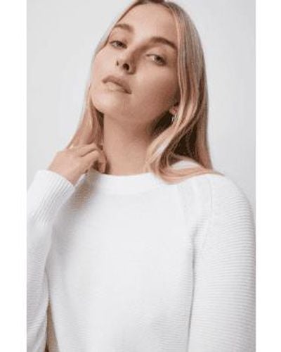 French Connection Lily Mozart Crew Neck Jumper In Summer - Bianco