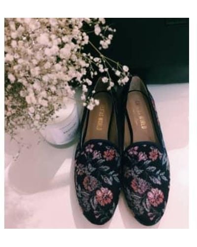 Calita Shoes Blumen-Müßiggänger - Schwarz