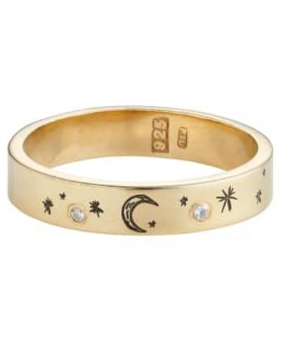 Posh Totty Designs Moon And Starburst Plated Diamond Ring - Metallizzato