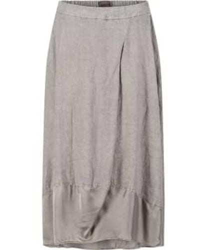 Oska Linen Skirt With Satin Hem 1 - Gray