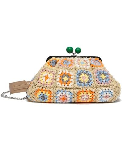 Weekend by Maxmara Nembo Medium Crochet Knit Cotton Pasticcino Bag Beige - Metallizzato