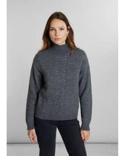 L'Exception Paris Virgin Thick Cabled Stand-up Collar Jumper Xs - Grey