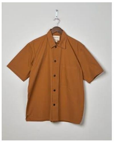 Uskees Lightweight Organic Buttoned Short Sleeve Shirt Light Medium - Brown
