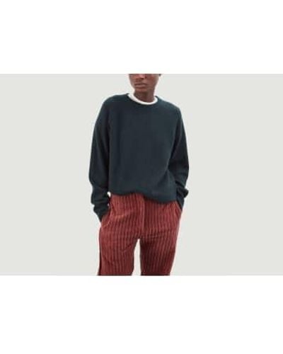 Tricot Cashmere Round Neck Sweater - Blu